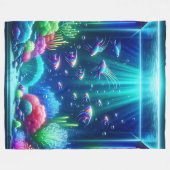 「魅惑の水族館の脱出」 フリースブランケット (正面(横))