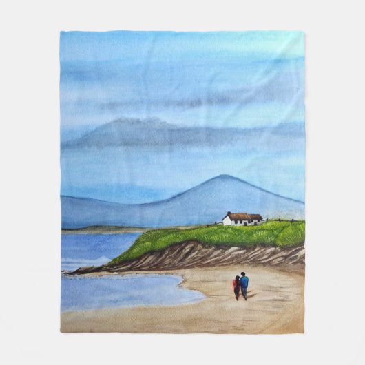 魅惑の海の断崖 フリースブランケット (正面)