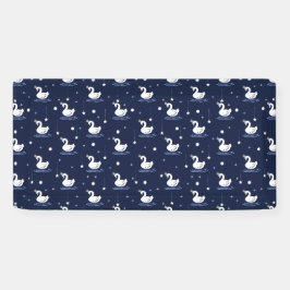 魅惑の湖 – 優雅な白鳥パターンデザイン 横断幕