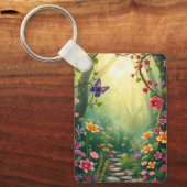 魅惑の熱帯雨林の花と蝶 キーホルダー (正面)