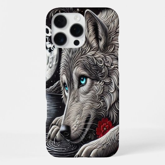 魅惑の狼と月光の反射 iPhoneケース (裏面)
