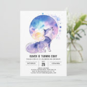 魅惑の狼の水のカラー誕生日 招待状 (スタンド正面)