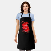 魅惑の白熱［赤熱］光を放つオイスターレッド エプロン (着用した状態)