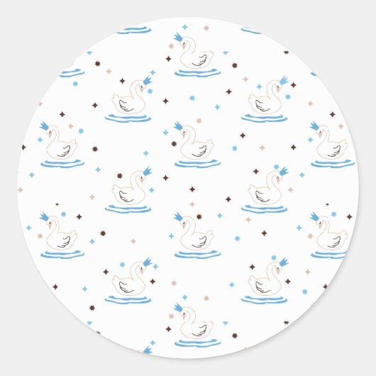 魅惑の白鳥の湖おとぎ話クラウン白鳥 ラウンドシール (正面)