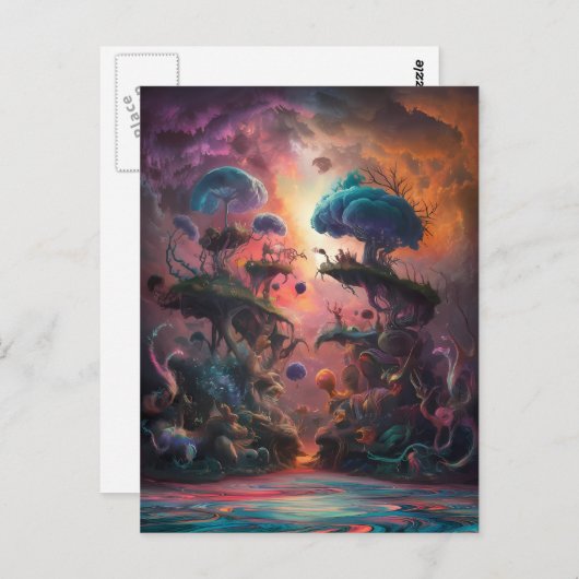 魅惑の真菌が水の上で踊る ポストカード (正面/裏面)