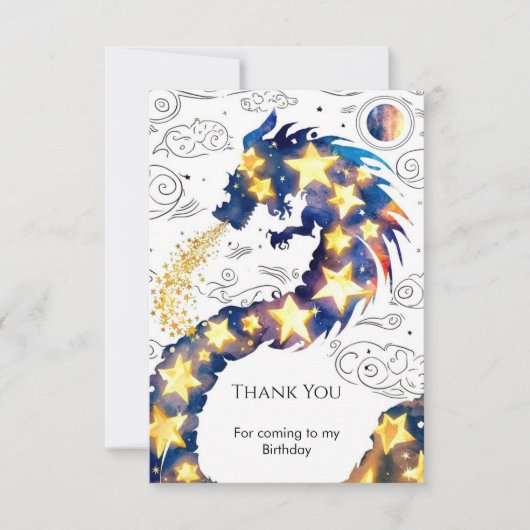魅惑の神秘的なドラゴンの誕生日 サンキューカード (正面)