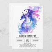 魅惑の神話ドラゴン誕生日 招待状 (正面/裏面)