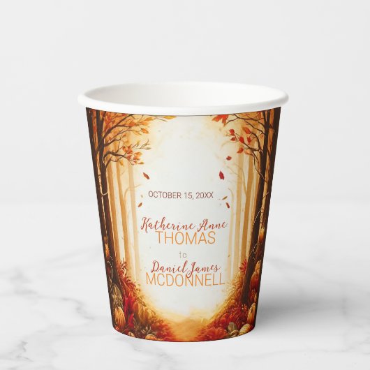 魅惑の秋の収穫シルエット結婚ズ 紙コップ (正面)