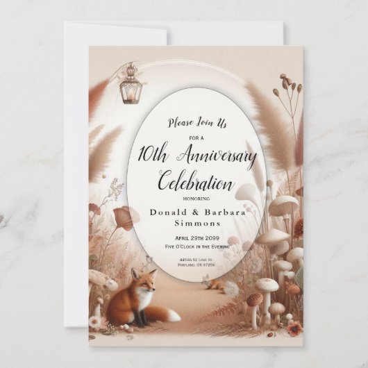 魅惑の秋の森のキツネ 招待状 (正面)