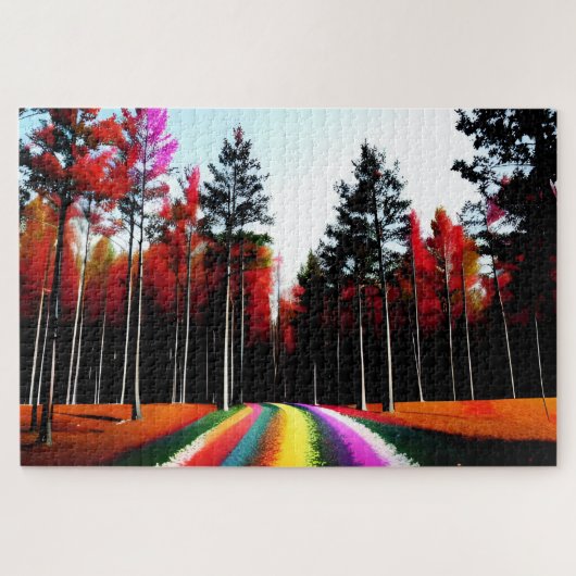 魅惑の秋の森を抜ける虹の道 ジグソーパズル (横)