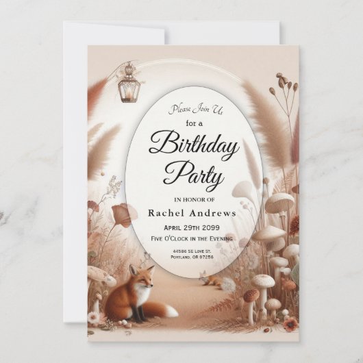 魅惑の秋の森キツネ 招待状 (正面)