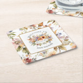 魅惑の秋妖精フローラベビーガールシャワー スクエアペーパーコースター (アングル)
