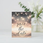 魅惑の空の木の輝く星の日付を保存 案内ポストカード (スタンド正面)