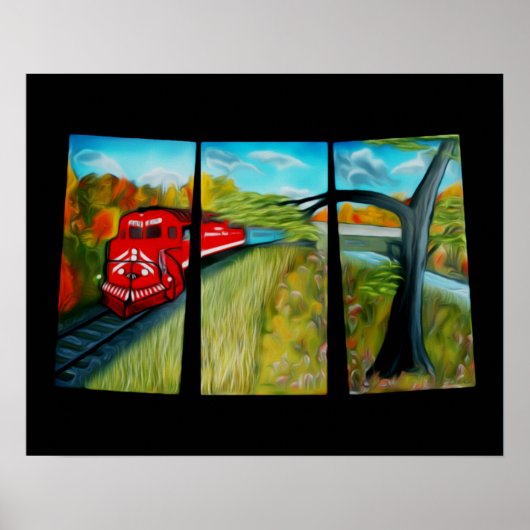 魅惑の紅列車通路アートポスター ポスター (正面)