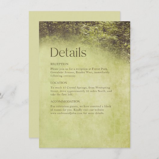 魅惑の素朴森の木々の結婚森 エンクロージャーカード (正面/裏面)