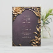 魅惑の紫と金ゴールド結婚の 招待状 (スタンド正面)