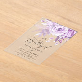 魅惑の紫のバラモダン結婚ズ アクリル招待状 (レイダウン)