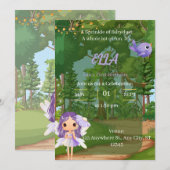 魅惑の紫の妖精誕生日の招待 招待状 (正面/裏面)