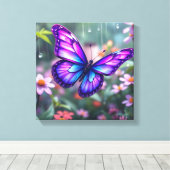 魅惑の紫色のバタフライガーデン キャンバスプリント (インサイチュ (ウッドフロア))