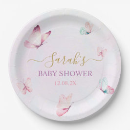 魅惑の紫色のピンクの蝶 ペーパープレート