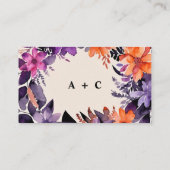魅惑の紫+オレンジ色のフローラハロウィン結婚ズ エンクロージャーカード (裏面)