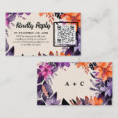魅惑の紫+オレンジ色のフローラハロウィン結婚ズ エンクロージャーカード (正面/裏面)