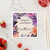 魅惑の紫+オレンジ色のフローラハロウィン結婚ズ スタンダードカクテルナプキン (インサイチュ)