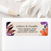 魅惑の紫+オレンジ色のフローラハロウィン結婚ズ ラベル (インサイチュ)