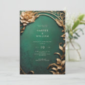 魅惑の緑と金ゴールド結婚の 招待状 (スタンド正面)