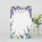 魅惑の花々が紫と青に咲き誇る 便箋 (スタンド正面)