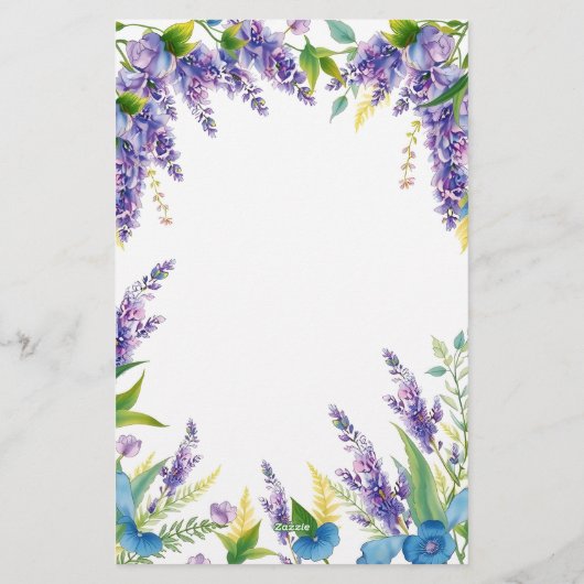 魅惑の花々が紫と青に咲き誇る 便箋 (裏面)