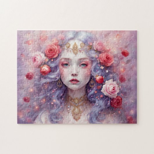 魅惑の花の妖精の肖像画 ジグソーパズル (横)