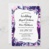 魅惑の花束 紫 パープル ウォーターカラー ウェディング 招待状 (正面)