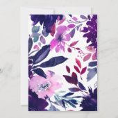 魅惑の花束 紫 パープル ウォーターカラー ウェディング 招待状 (裏面)