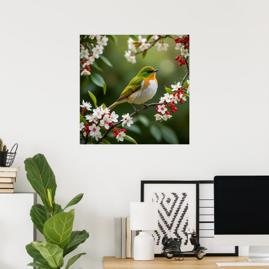 魅惑の花鳥 ポスター (ホームオフィス)