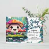 魅惑の菌類の牧草地の赤ちゃんシャワー 招待状 (スタンド正面)