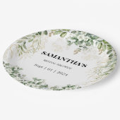 魅惑の葉の金ゴールド&グリーンブライダルシャワー ペーパープレート (アングル)