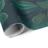 魅惑の葉：濃い葉ブルーの緑の ラッピングペーパー (ロールコーナー)