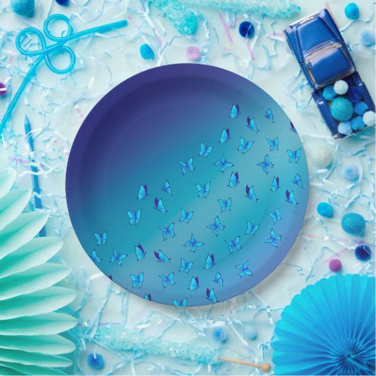 魅惑の蝶のブルーペーパープレート ペーパープレート (パーティー)