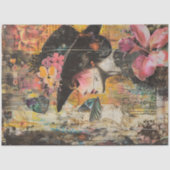 魅惑の蝶の女性 |フローラEphemera Collage 薄葉紙 (正面)