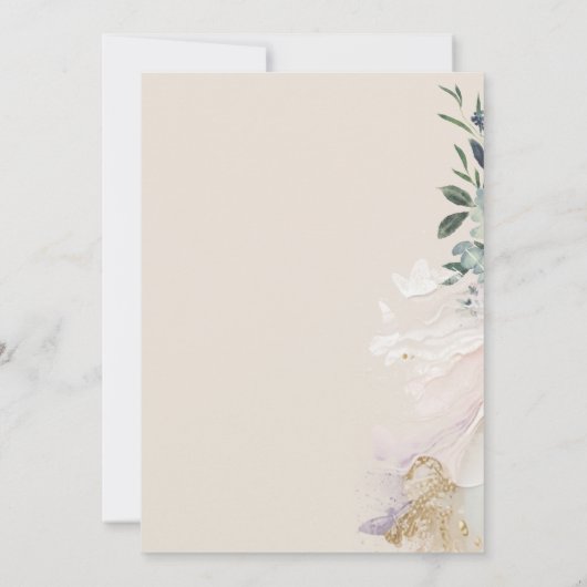 魅惑の蝶の童話の赤ちゃんシャワー 招待状 (裏面)