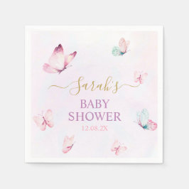 魅惑の蝶の紫ピンクのナプキン スタンダードカクテルナプキン