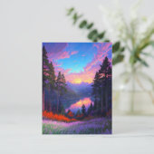 魅惑の谷の幻想的な夕日 ポストカード (スタンド正面)