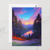 魅惑の谷の幻想的な夕日 ポストカード (正面/裏面)