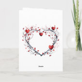 魅惑の赤い水の色のハート型リース サンキューカード (裏面)