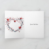 魅惑の赤い水の色のハート型リース サンキューカード (内部)