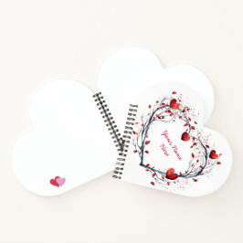 魅惑の赤い水の色のハート型リース ノートブック