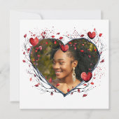 魅惑の赤い水彩ハートの花輪 カード (正面)