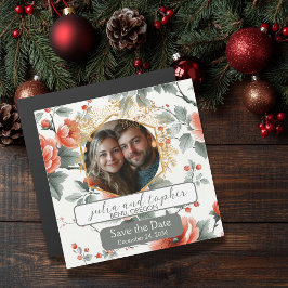 魅惑の赤と白のクリスマスウェディングマグネット マグネット招待状