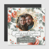 魅惑の赤と白のクリスマス ウェディング マグネット (正面/裏面)